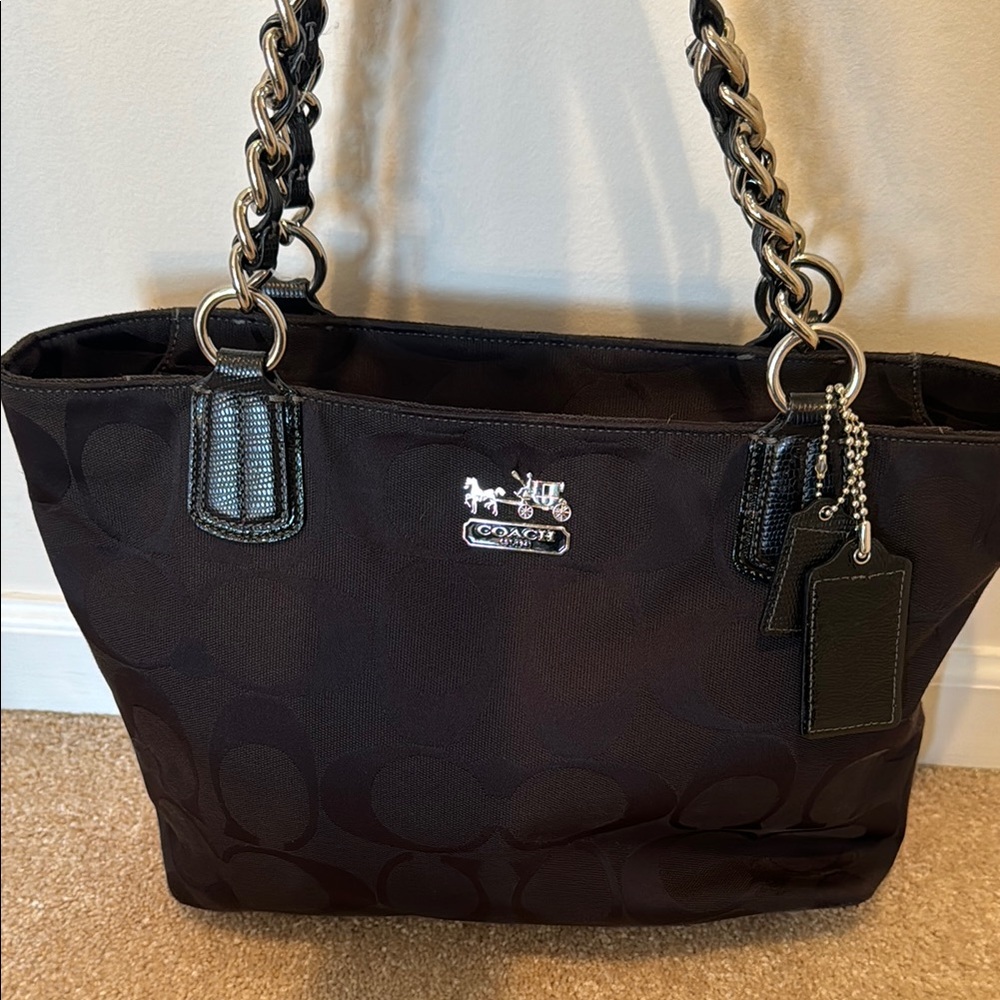 Coach Black Signature Tote Bag
